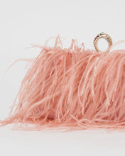Load image into Gallery viewer, Izoa Beatrice Clutch Pink Faux Feather