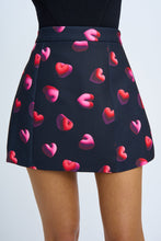 Load image into Gallery viewer, BUBBLE HEART MINI SKIRT - BLACK RED PINK