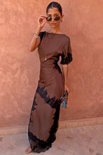 Load image into Gallery viewer, Chocolate & Black Lace Fearne Dress