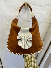Load image into Gallery viewer, Sienna Suede Cognac with Stitching and Ruffle