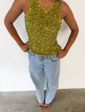 Load image into Gallery viewer, Lime Sequin Tank Top