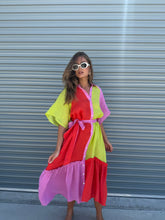 Load image into Gallery viewer, La Bohème Girls Moxie Midi Dress Candy Stripe