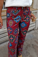 Load image into Gallery viewer, Red Tile Flared Jeans