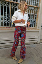 Load image into Gallery viewer, Red Tile Flared Jeans