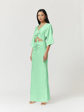 Load image into Gallery viewer, HALLEY ROUCHED MAXI DRESS - APPLE GREEN