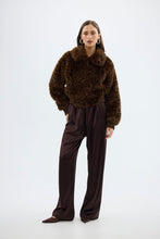 Load image into Gallery viewer, Hailey Faux Fur Bomber Jacket - Chocolate Leopard