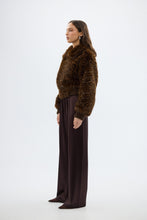 Load image into Gallery viewer, Hailey Faux Fur Bomber Jacket - Chocolate Leopard