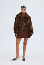Load image into Gallery viewer, Hailey Faux Fur Bomber Jacket - Chocolate Leopard