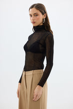 Load image into Gallery viewer, Riley Sheer Long Sleeve Top - Black