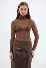 Load image into Gallery viewer, Riley Sheer Long Sleeve Top - Chocolate