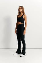 Load image into Gallery viewer, Eco Rib V Waist Split Flare in Black