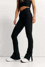 Load image into Gallery viewer, Eco Rib V Waist Split Flare in Black