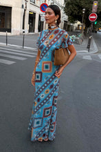 Load image into Gallery viewer, Blue Multi Print Mesh Dress