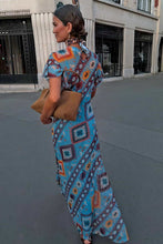 Load image into Gallery viewer, Blue Multi Print Mesh Dress