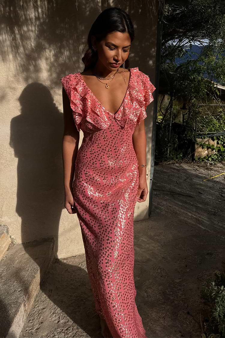 pink jacquard tilda dress Pink Jacquard Tilda Dress