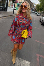 Load image into Gallery viewer, Red Tile Denim Shacket