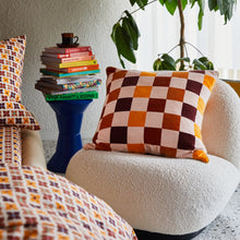 Load image into Gallery viewer, DAMAS CHECKERBOARD CUSHION - MOCHA