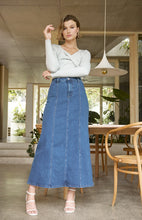 Load image into Gallery viewer, Blue Jean Baby Panel Maxi Skirt