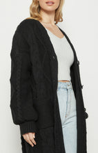 Load image into Gallery viewer, Black Chunky Cable Knit Cardi