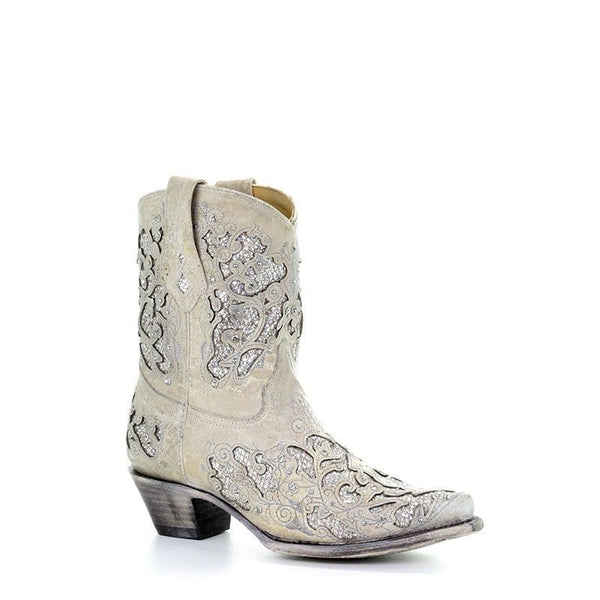 WHITE GLITTER COWGIRL BOOTS
