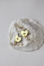 Load image into Gallery viewer, Flick Heart and Pearl Earrings, Brass, Silver & Fresh Water Pearl