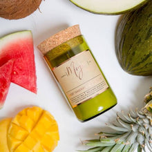 Load image into Gallery viewer, SWEET TANGERINE & ISLAND FRUITS - Reclaimed Wine Bottle Soy Wax Candle