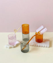 Load image into Gallery viewer, Ribbed Glass Tumbler in Green