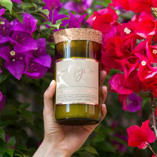 Load image into Gallery viewer, VIOLET & FROSTED BERRIES - Reclaimed Wine Bottle Soy Wax Candle
