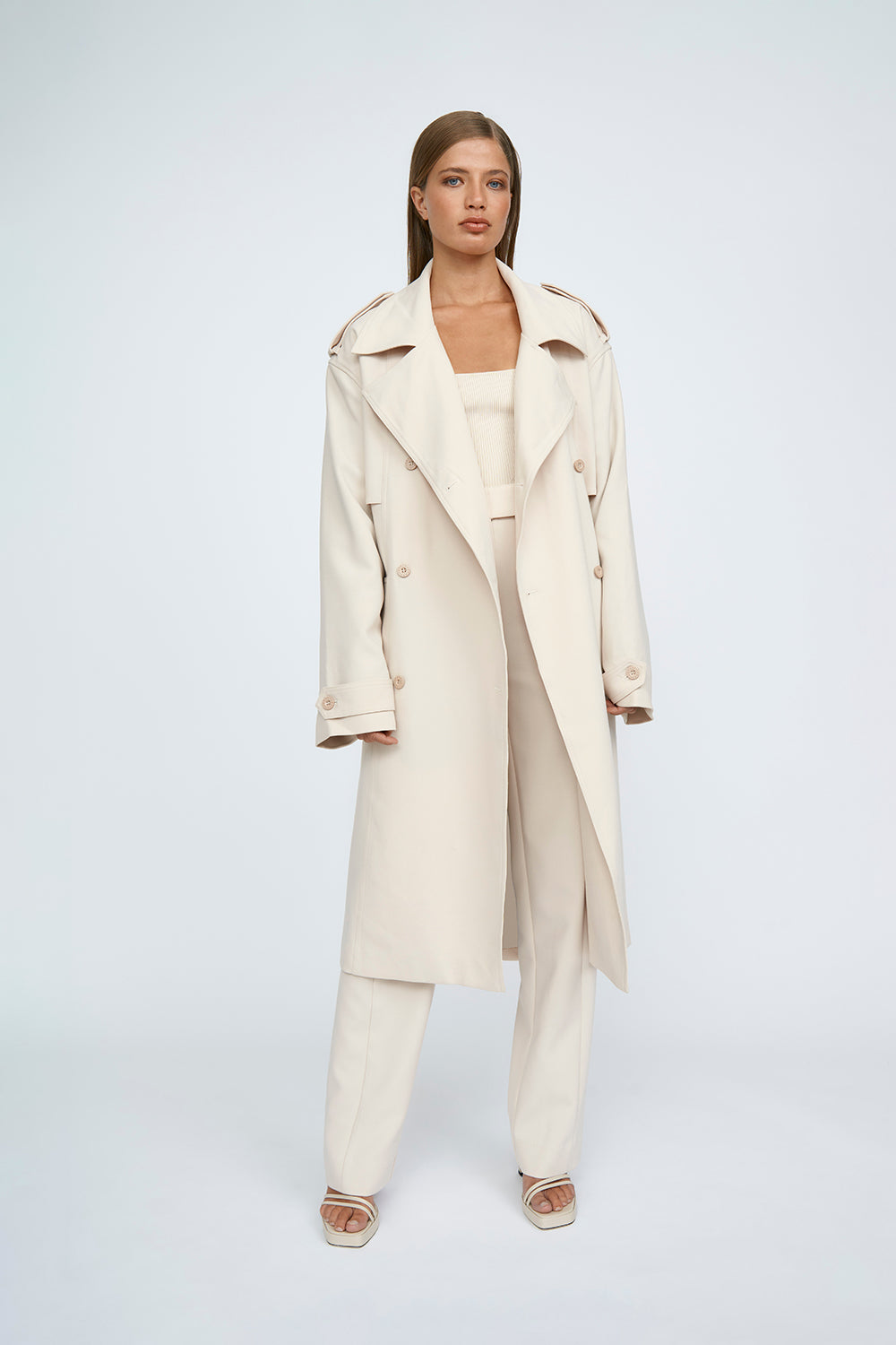 BLAIR BELTED TRENCH COAT - SAND