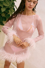 Load image into Gallery viewer, Harlow Sheer Feather Mini Dress - Pale Lilac
