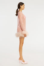 Load image into Gallery viewer, Harlow Sheer Feather Mini Dress - Pale Lilac
