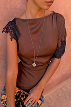 Load image into Gallery viewer, Chocolate &amp; Black Lace Fearne Dress
