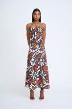 Load image into Gallery viewer, DANDY BREEZE GATHERED HALTER DRESS - BLACK MULTI
