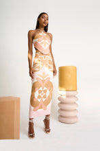 Load image into Gallery viewer, DESERT BLOOMS STRUCTURED ANKLE SKIRT - PINK TAN MULTI
