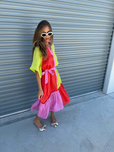 Load image into Gallery viewer, La Bohème Girls Moxie Midi Dress Candy Stripe
