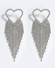 Load image into Gallery viewer, SPARKLING HEART EARRINGS IN SILVER
