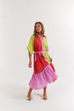 Load image into Gallery viewer, La Bohème Girls Moxie Midi Dress Candy Stripe
