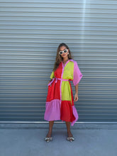 Load image into Gallery viewer, La Bohème Girls Moxie Midi Dress Candy Stripe
