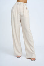 Load image into Gallery viewer, RUMI PINSTRIPE PLEAT FRONT PANT - OAT BLACK PINSTRIPE
