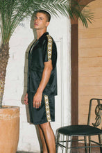 Load image into Gallery viewer, BLACK SATIN&quot;UTILITY&quot; RESORT SHIRT
