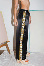 Load image into Gallery viewer, BLACK SATIN &quot;DIAMOND&quot; VACAY PANTS
