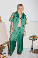Load image into Gallery viewer, GREEN SATIN &quot;DIAMOND&quot; VACAY PANTS
