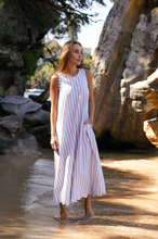 Load image into Gallery viewer, Rue Dress in Natural/White Stripe Cotton
