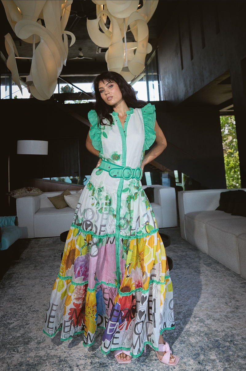 mackenzie mode green dress Branching out Mini Dress