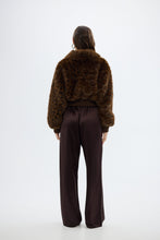 Load image into Gallery viewer, Hailey Faux Fur Bomber Jacket - Chocolate Leopard
