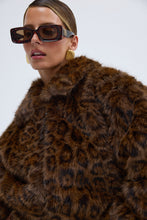 Load image into Gallery viewer, Hailey Faux Fur Bomber Jacket - Chocolate Leopard
