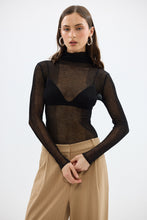Load image into Gallery viewer, Riley Sheer Long Sleeve Top - Black

