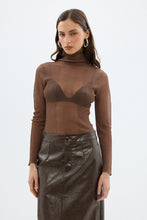 Load image into Gallery viewer, Riley Sheer Long Sleeve Top - Chocolate
