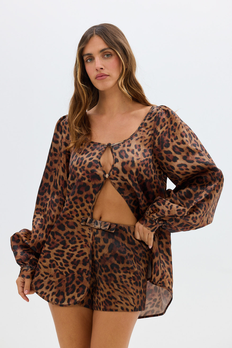 Penelope Bow Hot Short - Leopard (sold as set)