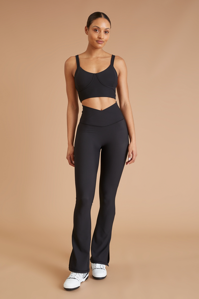 Eco Rib V Waist Split Flare in Black – Ruby's Boutique